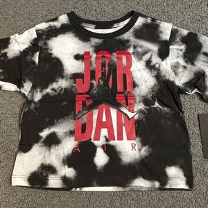 Jordan Girls Youth Air Black White Tie Dye Cropped Short Sleeve Shirt Tee 6X New